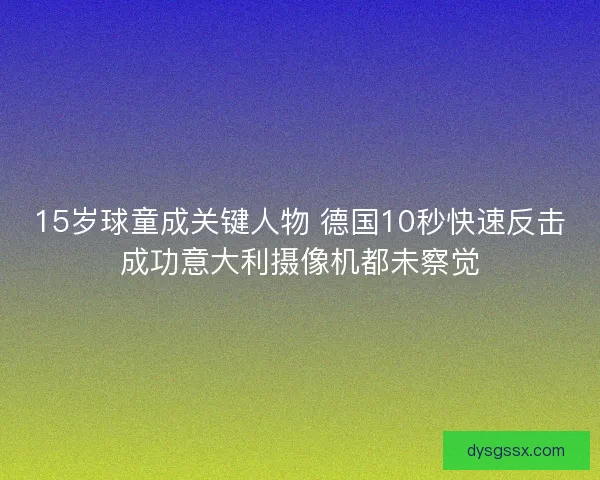 15岁球童成关键人物 德国10秒快速反击成功意大利摄像机都未察觉
