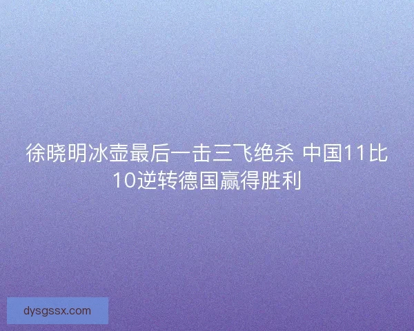 徐晓明冰壶最后一击三飞绝杀 中国11比10逆转德国赢得胜利