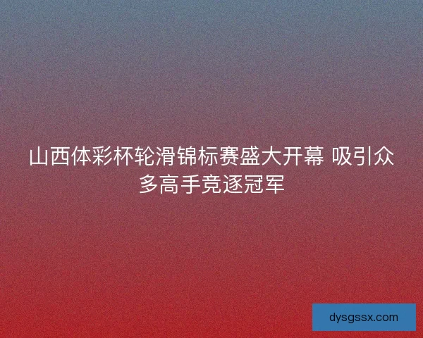山西体彩杯轮滑锦标赛盛大开幕 吸引众多高手竞逐冠军