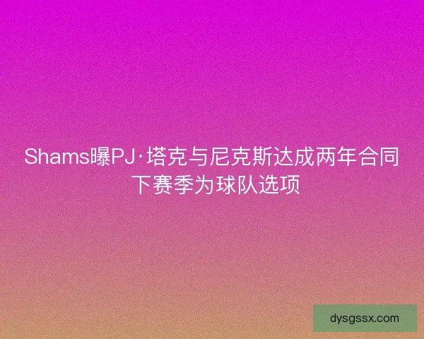 Shams曝PJ·塔克与尼克斯达成两年合同 下赛季为球队选项