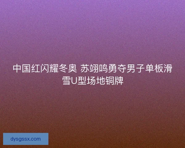 中国红闪耀冬奥 苏翊鸣勇夺男子单板滑雪U型场地铜牌