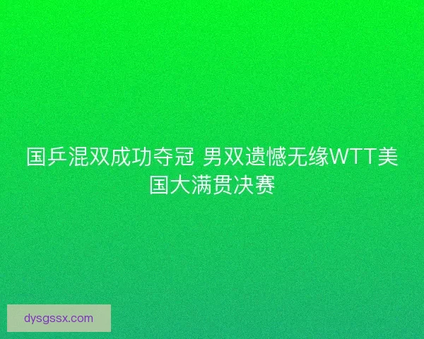 国乒混双成功夺冠 男双遗憾无缘WTT美国大满贯决赛